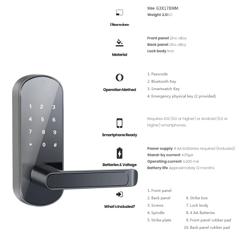 

JOHOX-Smart lock WiFi electronic wooden door lock fingerprint + password + swipe card + key + bluetooth +APP