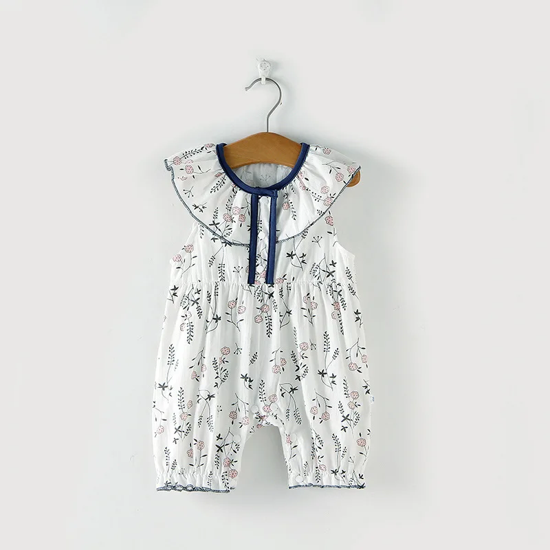 

Комбинезоны для маленьких девочек, летняя новинка, Модный комбинезон для новорожденных с цветочным принтом, цельная Одежда для маленьких д...