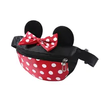 Disney Mickey Mouse Bowknot Coin Purse Boy Girls Minnie Shoulder Messenger Bag Cute Card Pack Cartoon Oxford Pocket Bag