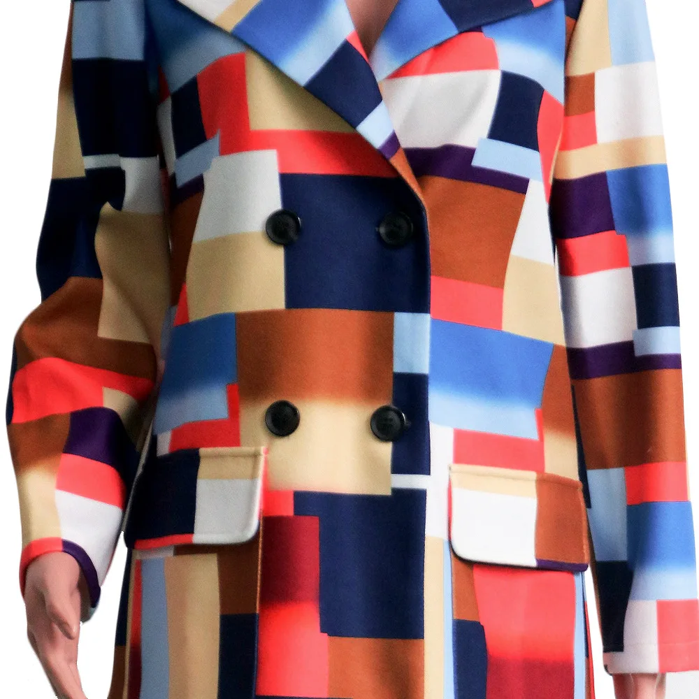 

Geometric Turn-down Collar Sexy Slim Trench Women Winter Long Sleeve Panelled Casual Long Coat Femme Club Button Up Overcoat