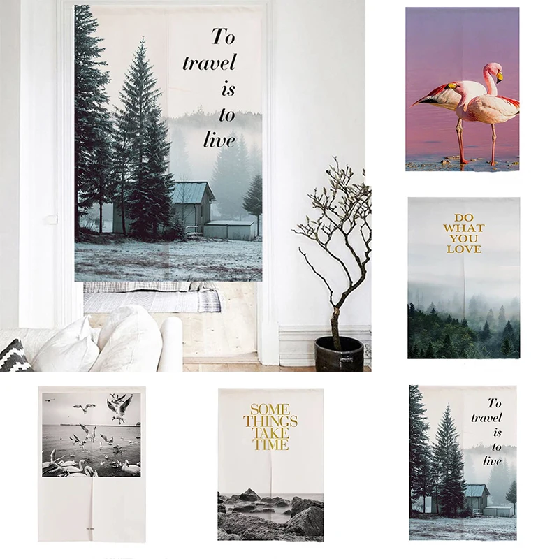 

Nordic Fabric Partition Curtain Bedroom Kitchen Door Curtain Home Decoration Living Room Half Panel Curtain