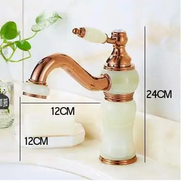 

Basin Faucet Brass Bathroom Sink Mixer Tap Hot & Cold Faucet Deck Mounted Rose gold/gold Lavatory Tap Jade Water Crane Faucet
