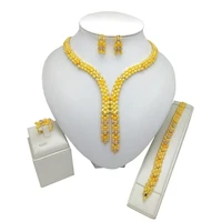 kingdom ma fashion african costume gold color jewelry set nigerian wedding crystal bridal necklace bracelet earrings ring sets