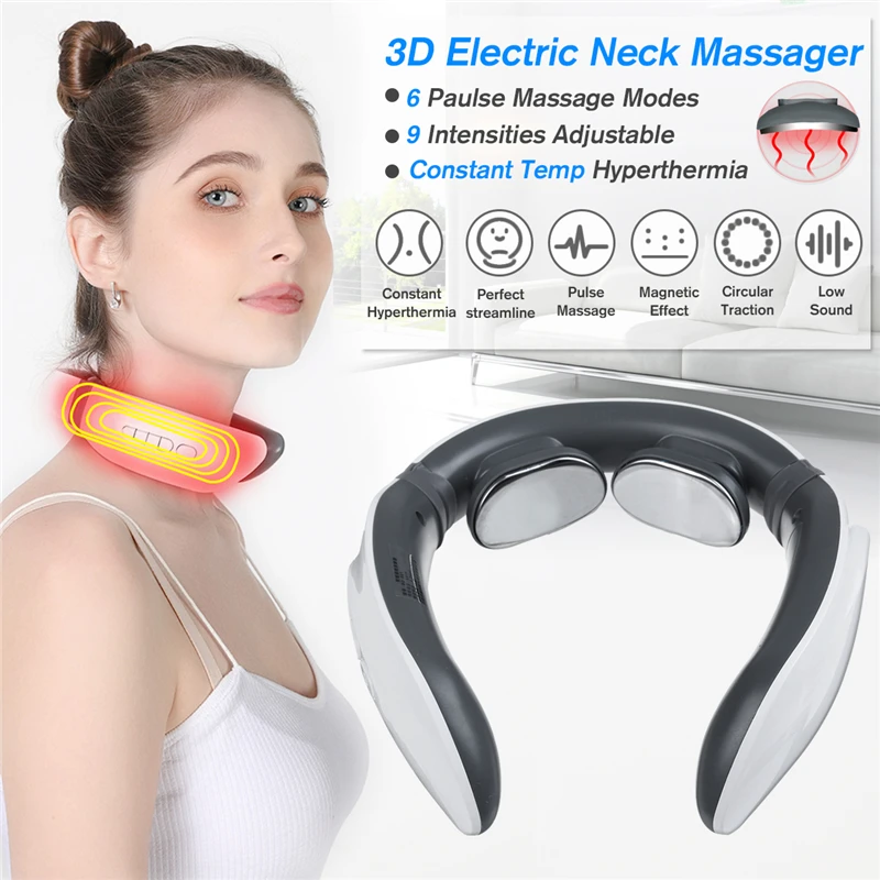 

New Electric Cervical U Shape Neck Massager Body Shoulder Relax Massage Magnetic Therapy 9kinds of Intensity 6modes Health Care