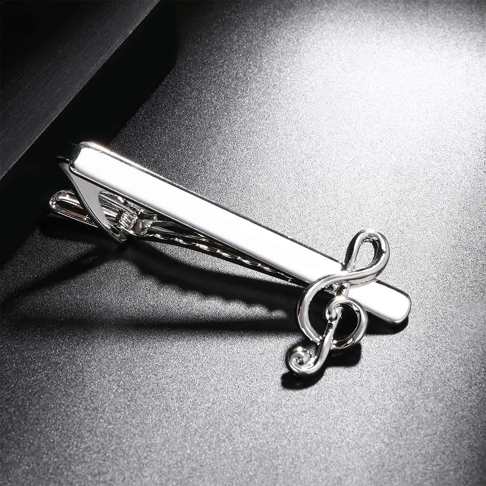 Винтажные Зажимы для галстука с музыкальными Нотками Модные Серебряные пианино