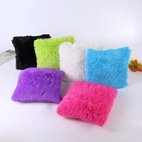 solid color plush cushion cover comfortable pillowcase for sofa couch bed pillow protector 43x43cm winter living room home decor