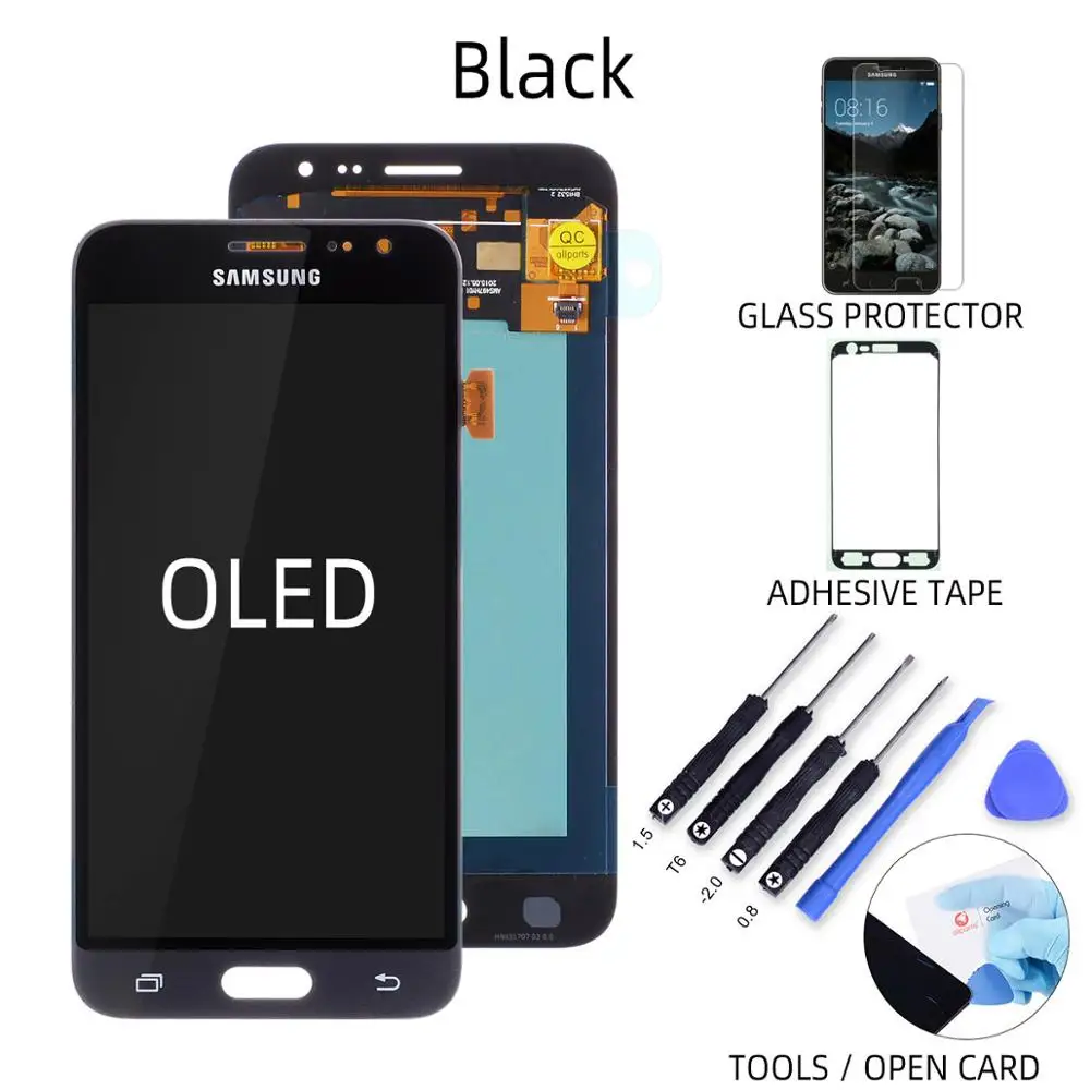 OLED Black AMOLED Дисплей для SAMSUNG J3 J320 LCD в сборе с тачскрином 5.0'' черный белый золотой - Цвет: OLED Black