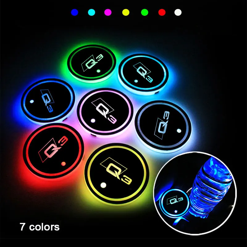 

Luminous Cup Coaster Holder 7 Colorful USB Charging Car Led Atmosphere Light For Audi Q3 F3B 8UB 8UG Car Accessories