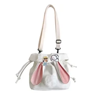 designed for girls to wear cute girl bags canvas bag draw string bucket bags for women rabbit style shoulder bag crossbody bag