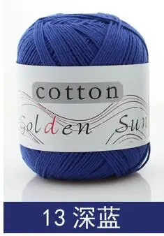 13 dark blue TPRPYN 1 шт. = 50 г хлопчатобумажная пряжа Чистая Детская вязаная Экологически чистая пряжа для вязания крючком, не скатывается - Цвет: 13 dark blue