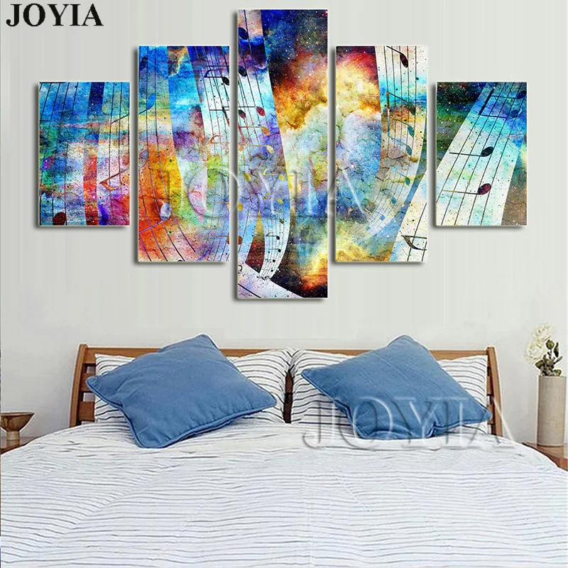 5 абстрактных картин музыкальный символ поп арт холст живопись цвет неба