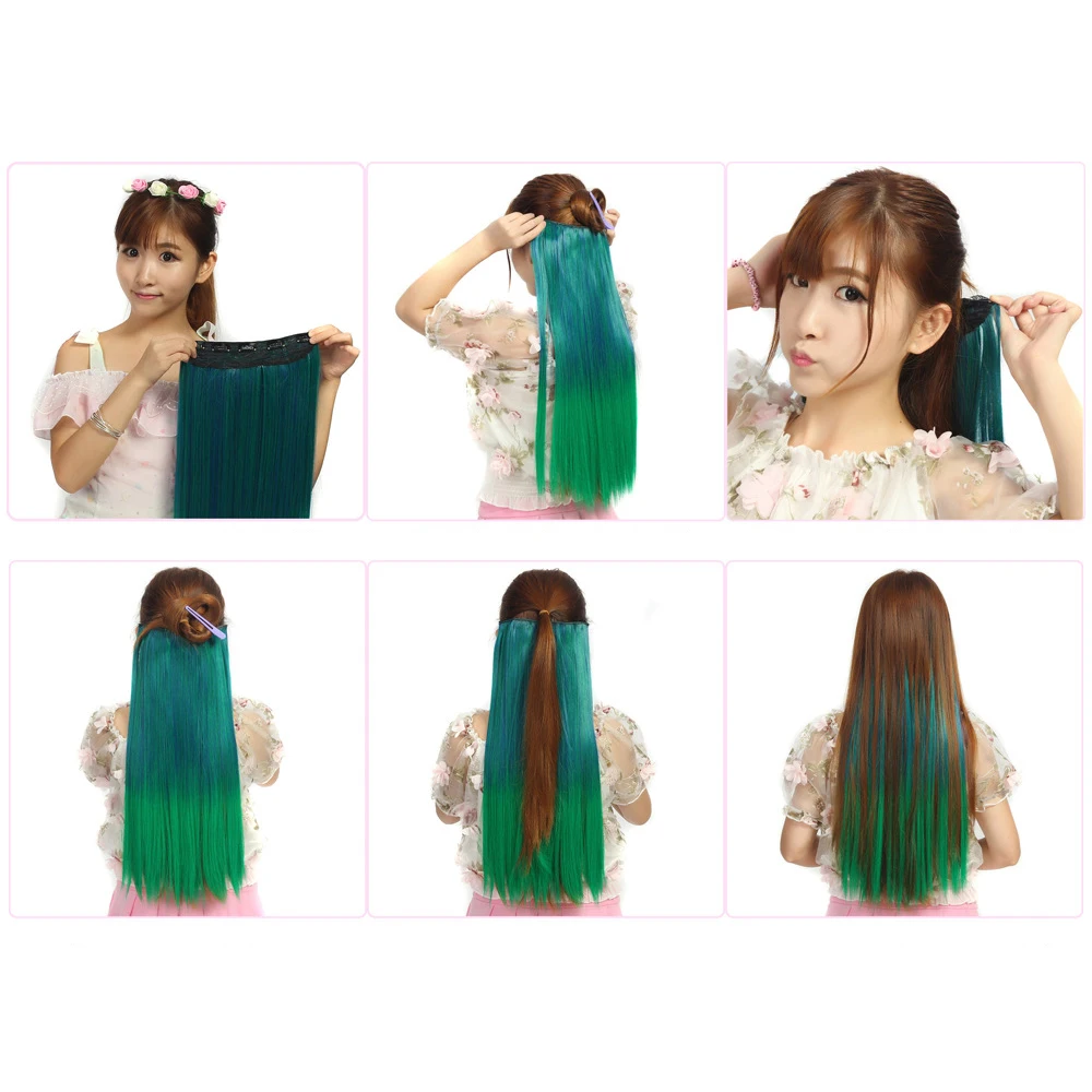 

One Piece Full Head Clip in Thick Hair Extensions Wavy Straight 2021 Top Quality