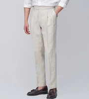 italian retro naples high waist casual pants mens summer paris button pure linen pants slim trousers japanese fashion oversize