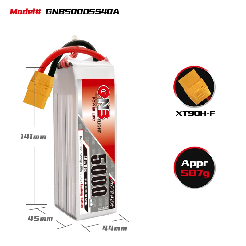 

1/2 . Gaoneng GNB 5S 18,5 v 3000 /, 40C/80C HV Lipo T/XT60/XT90 RC FPV