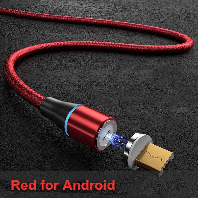Red for Micro Магнитный кабель Micro USB для быстрой зарядки Vanniso 2m 3A для iPhone X 7 samsung A50 Xiaomi mi9, магнитный кабель usb type-c для передачи данных - Цвет: Red for Micro