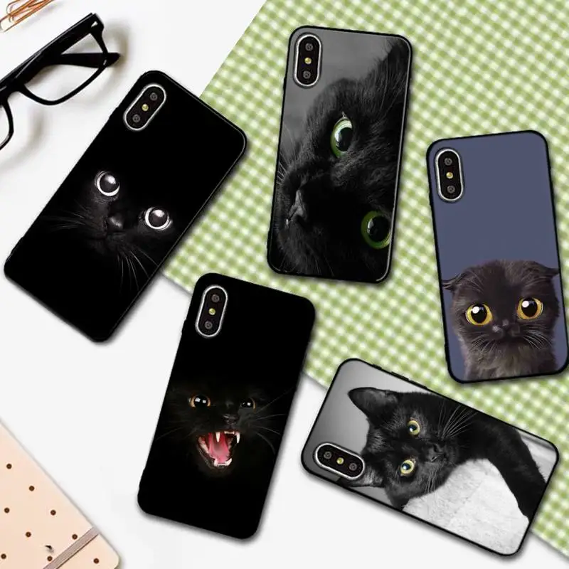 

Black Cat Staring Eye On Phone Case For IPhone 6 6s 7 8 Plus X Xs Xr Xsmax 11 12 Pro Promax 12mini