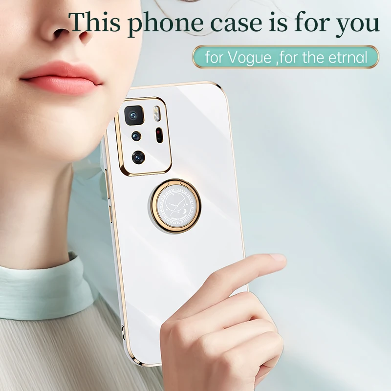 luxury plating square gold frame phone case on for xiaomi mi poco x3 gt 5g x3gt pocox3 electroplate soft silicone back cover free global shipping