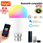 Умная Светодиодная лампа E27 Tuya, совместимая с Bluetooth, умная лампа E27, умная лампа 85  265 В, светодиодная лампочка RGBCW светильник 10, лампочка Alexa для дома