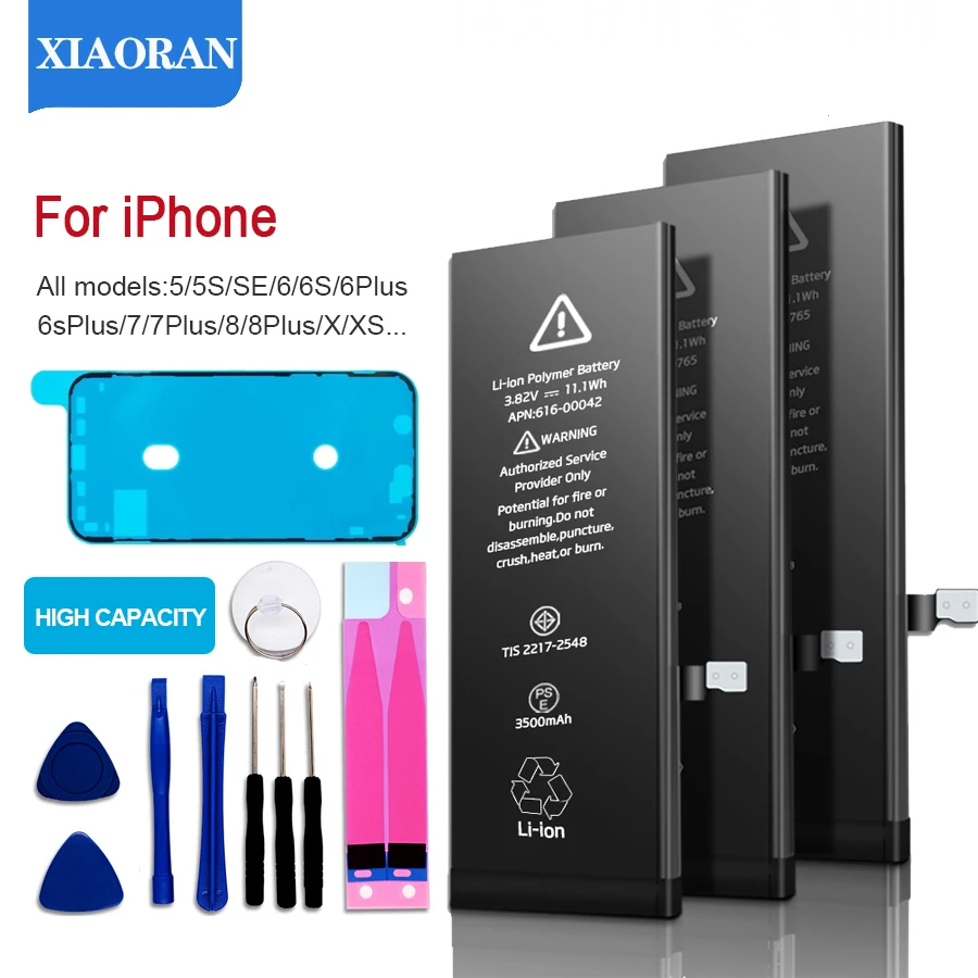 Высокая емкость аккумулятора телефона для Apple 5S iPhone 5 6S 6 7 8 Plus X SE Xr Xs Max Замена