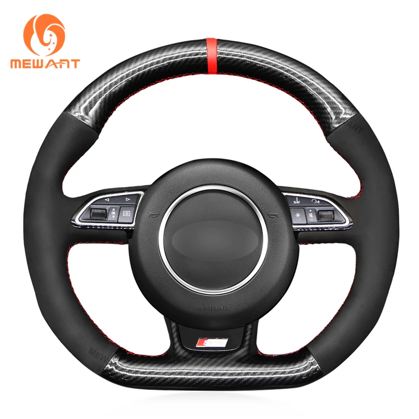 

MEWANT Black PU Carbon Fiber Steering Wheel Covers Braid for Audi S1 8X S3 8V Sportback S4 B8 Avant S5 8T S6 S7 RS Q3 SQ