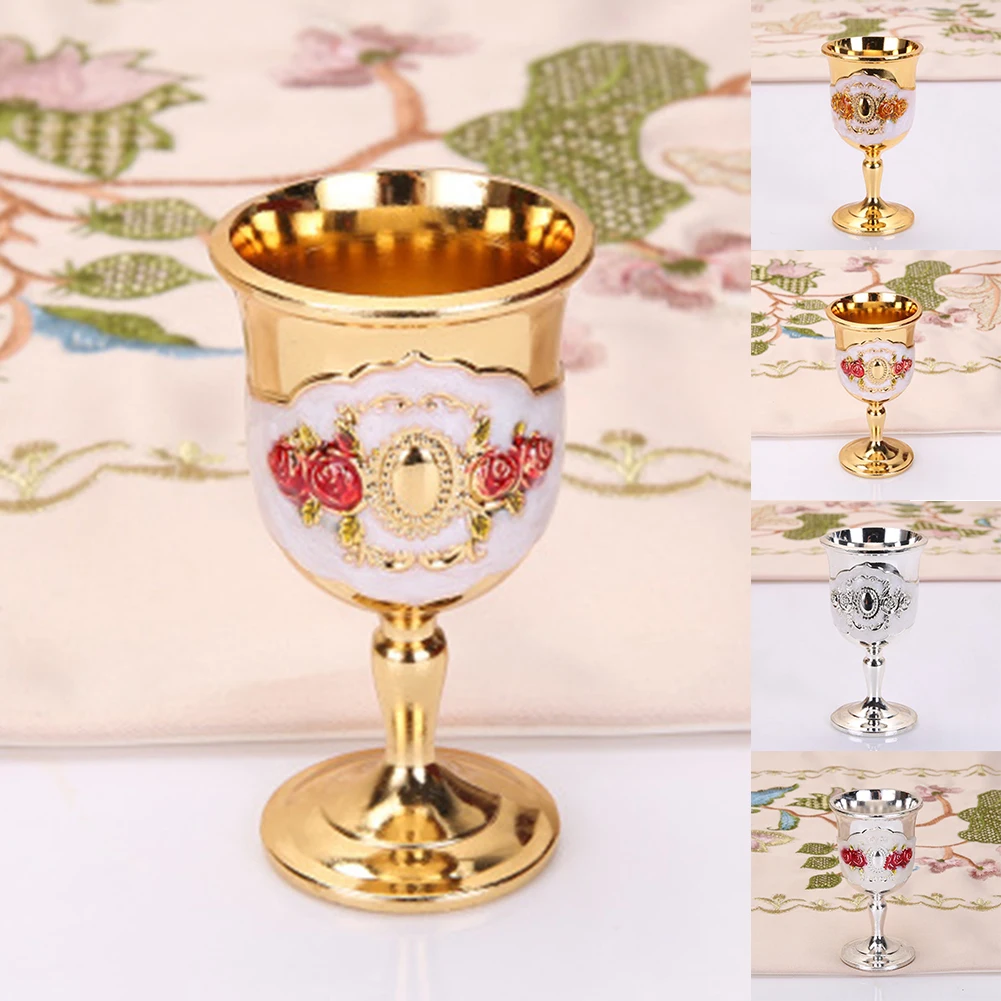 

Retro Creative Small Beverage Wine Cup Gold European Style Home Bar Wine Glasses Glass Handmade Small Goblet Household Copper