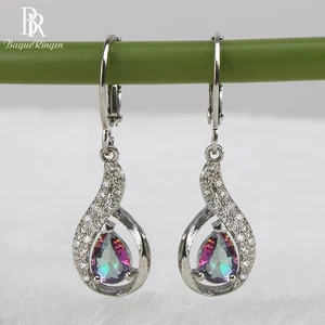 Bague Ringen модные серебряные 925 ювелирные изделия Радужный топа камень серьги для женщин в форме капли воды серьги высокого качества
