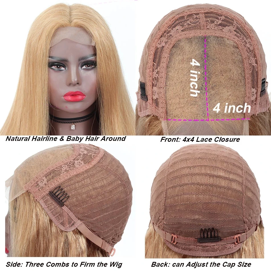 

Honey Blonde Lace Front Human Hair Wigs Pre Plucked With Baby Hair Brazilian Body Wave Lace Closure Wig Ombre Human Hair Wig