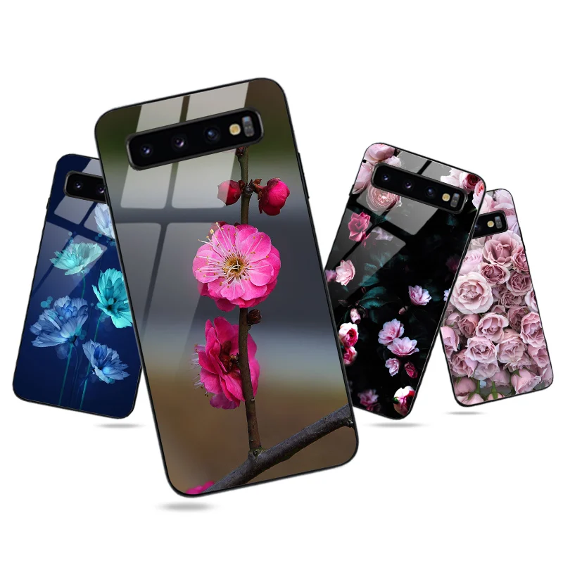 Для Samsung S10 Lite S10e Plus 5g 4g глянцевый чехол бампер для S8 S9 S7 S6 Edge цветочный