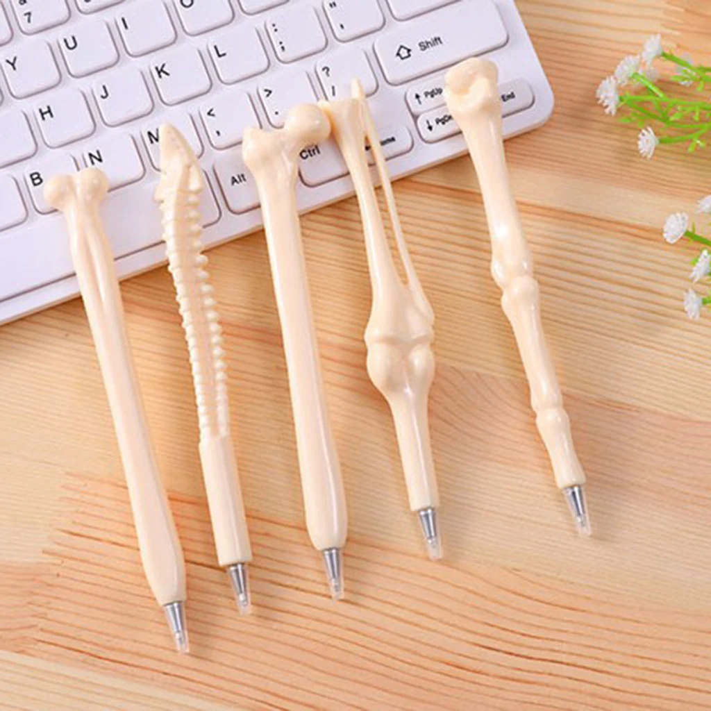 

5 Packs Bone Shape Ballpoint Pens Black Ink Students Writing Tools Supplies