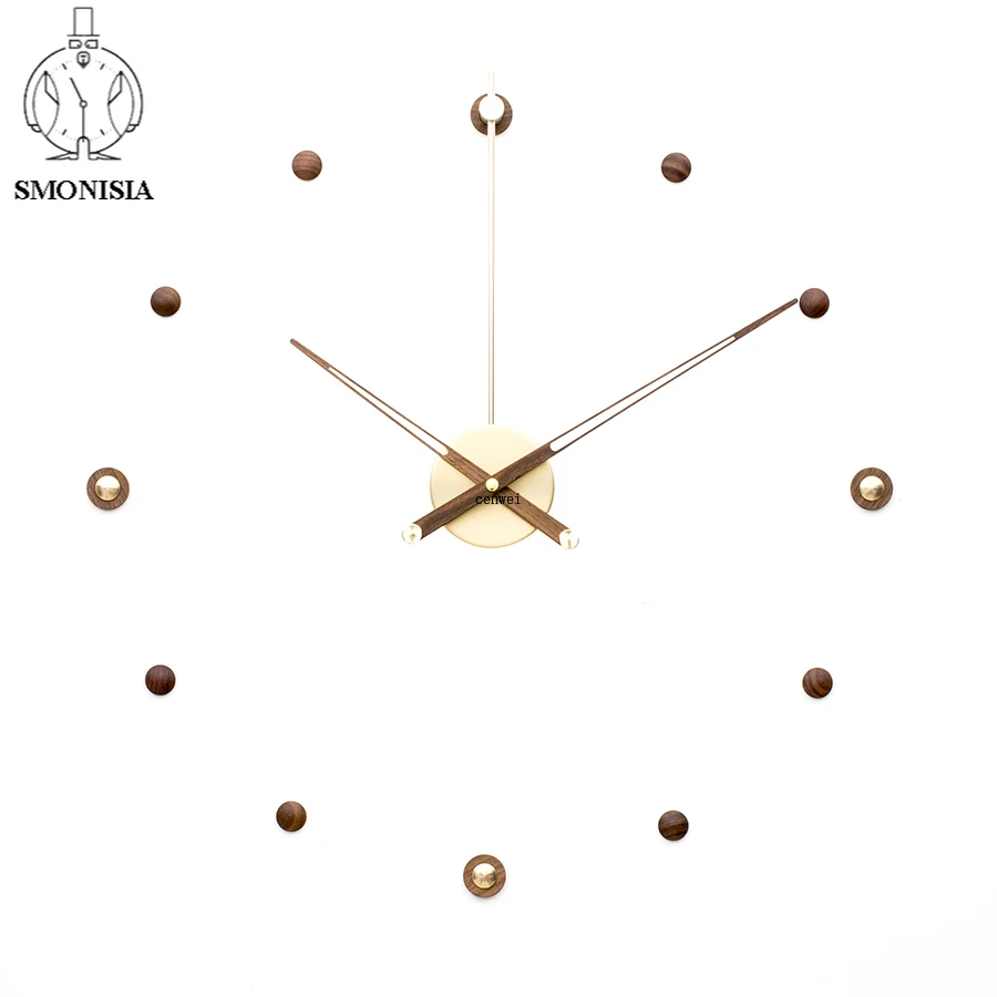 

Creative Luxury Wall Clock Silent Spain Large wall clock Living Room 3d Watch Metal Modern Wood Pointer Office Decoration Gift