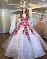 gold sparkly sexy burgundy lace beaded quinceanera prom dresses sexy sweetheart sequined ball gown evening party sweet 16 dress