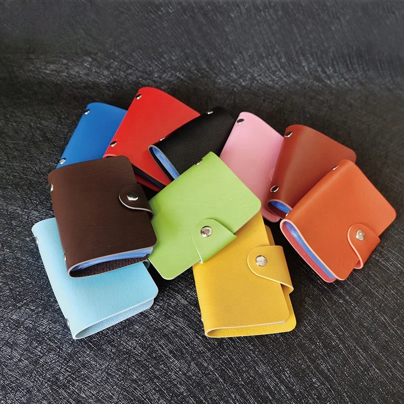 Candy Solid Color Short Holder Bag Pu Leather Bank Card Set Business Multi-card Bit Thin Card Holder Bag for Unisex