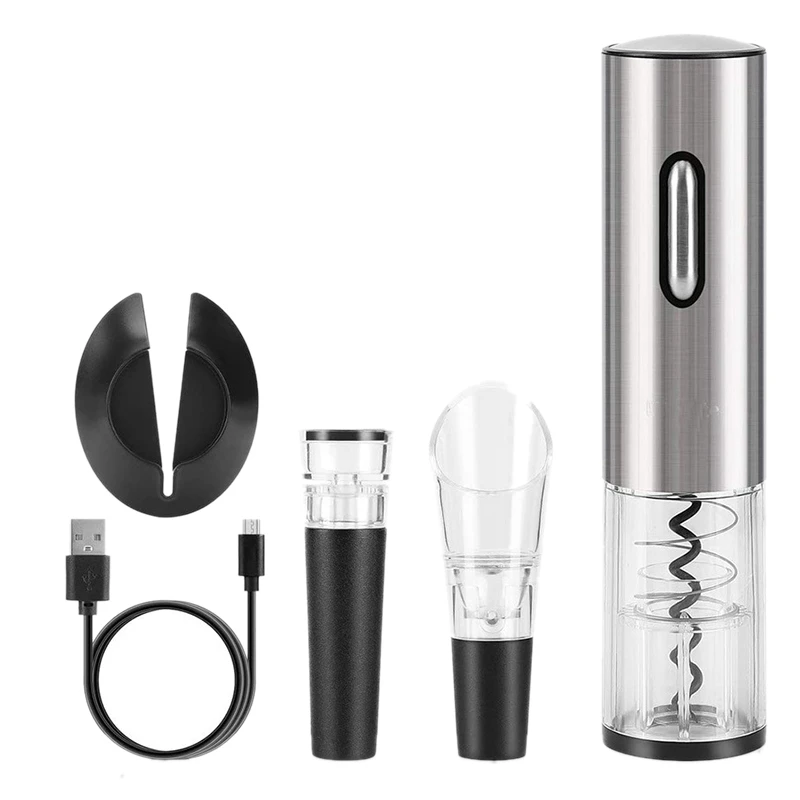

Automatic Bottle Opener Electric Wine Opener Rechargeable Corkscrew Creative Bottle Opener Set Foil Cutter Cork Out Tool