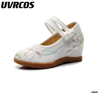 2022 hanfu shoes embroidered shoes female cloth shoes female retro chinese ancient style cheongsam shoes tea artist high heels