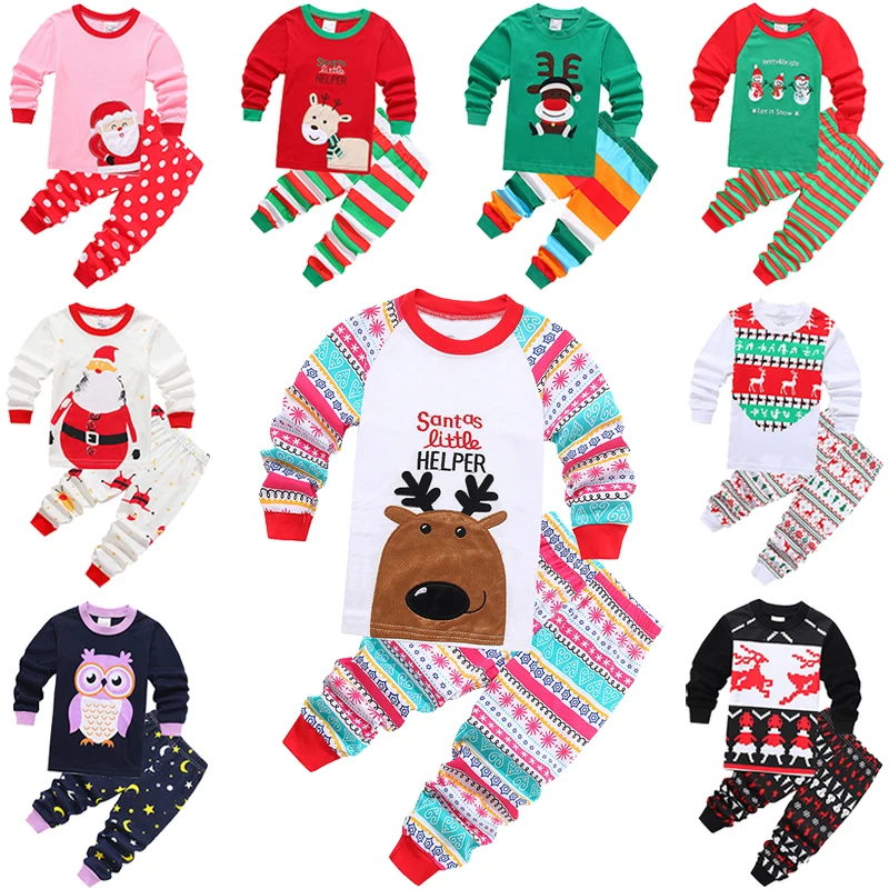 

Cartoon Kids Christmas Pajamas Baby Nightwear Boys Girls Homewear Cotton Pyjamas Sets Children's Clothing Sleepwear For 1-6 Year