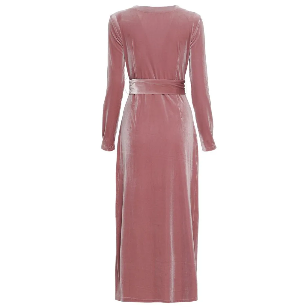 Женское повседневное приталенное платье из золотого бархата элегантное с v