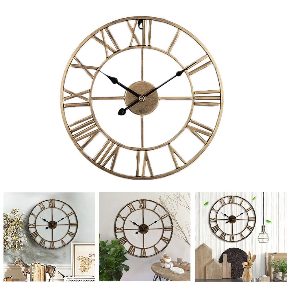 

Vintage Style Metal Wall Clock Attractive Wall Hanging Watch Industrial Age Style Wall Decor For Living Room Extra Large 40cm