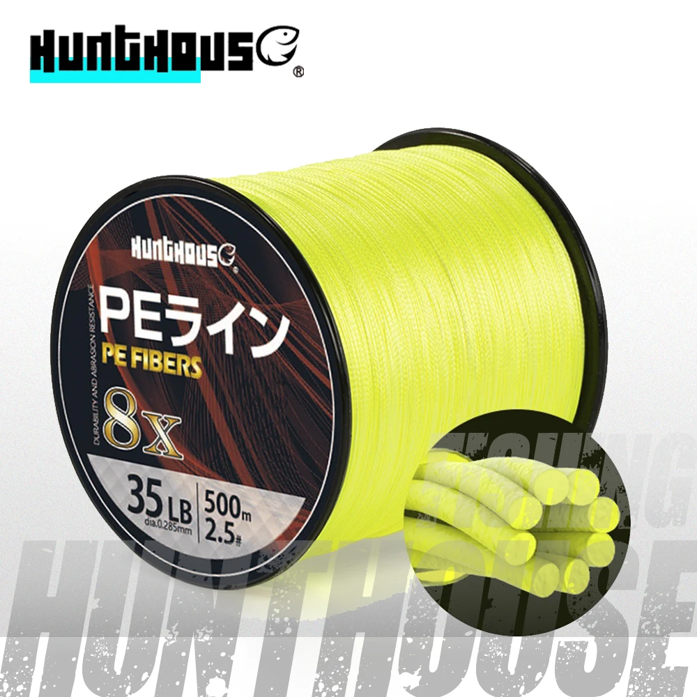 Hunthouse 4x 8x 4 Strands 8 Strands PE Braided  300 500 1000m Fishing Line Super Strong Fishing Braid Line 16 20 25 35 50LB