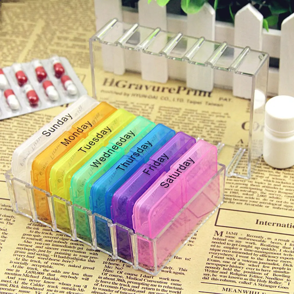 

Small Pill Box Portable One Week Sealed Medicine Box 7-Layer Folding Small Pill Box Medicine Storage Tablet Container