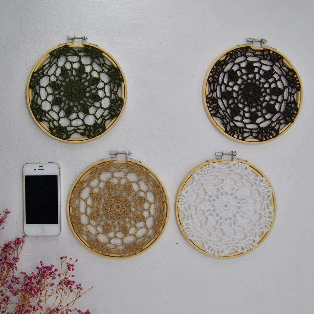 

Nordic handmade macrame dreamcatcher Woven knitted wall hanging tapsey Room decoration Farmhouse decor NoB014 diameter 15cm