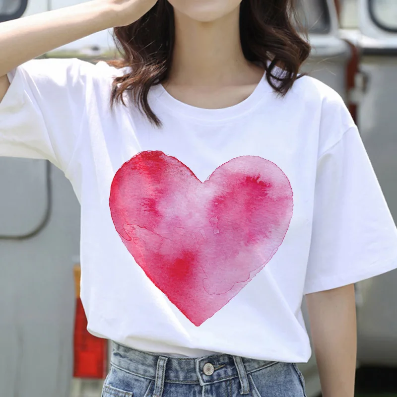 

Love Printed Female T shirt Short Sleeve Tee Shirt Fashion White Casual New Style Summer Simple and versatile Women Tshirt