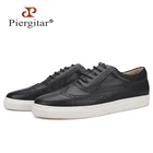 Мужские кожаные туфли-броги Piergitar, повседневные туфли ручной работы из натуральной кожи, на шнуровке, с белой подошвой, 2020