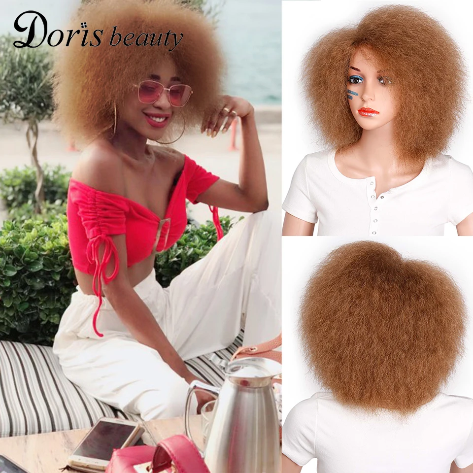Doris beauty синтетический афро парик для женщин Yaki прямой короткий маскарадный