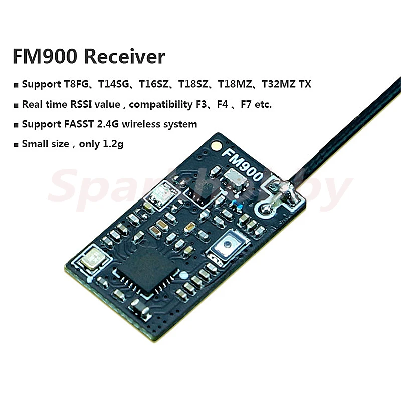 Новый X-BOSS FM900 1 2g FASST RSSI 2 4G микро-приемник Поддержка Futaba T8FG T14SG T16SZ T18SZ T18MZ T32MZ для 3