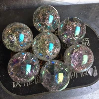 beautiful rainbow angel glass feng shui gemstone sphere ice crack ball home garden decoration