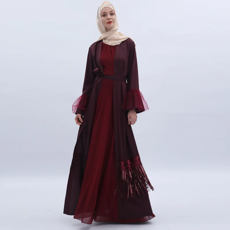 Дубайская женская мусульманская абайя открытый кардиган исламский арабский