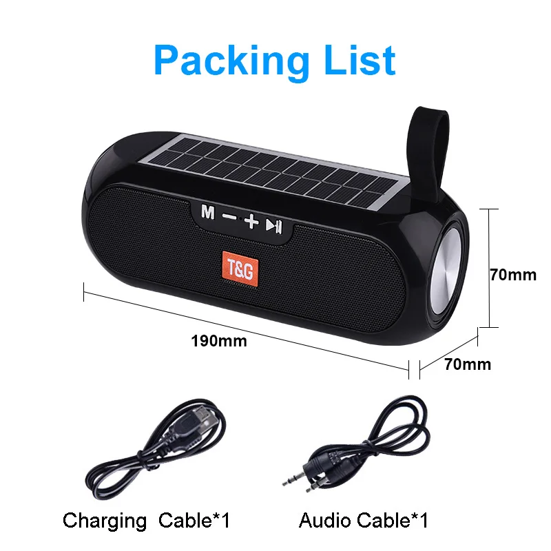 

Portable Cylindrical Speaker Wireless Bluetooth Speaker Stereo Music Box Solar Mobile Power MP3 Speaker Outdoor Waterproof Speak