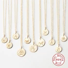 BOAKO 925 стерлингового серебра ручной жесты диск ожерелье с подвеской в виде простой диск знак Язык ASL кулон ожерелье для женщин подарок для девочек