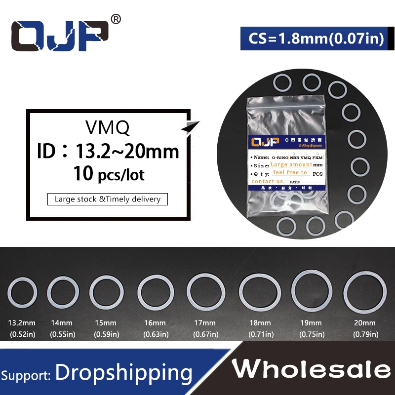 Силиконовые кольца 10 шт./лот силиконовое/VMQ уплотнительное кольцо толщина 1 8 мм