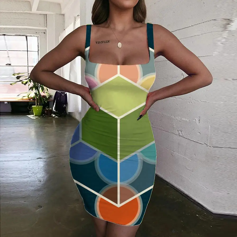 

Женское разноцветное платье с 3D-принтом KYKU, разноцветное винтажное платье без рукавов с лямкой на шее, лето 2019